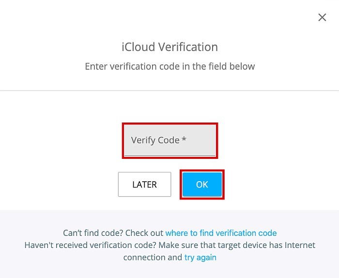 enter the verify code
