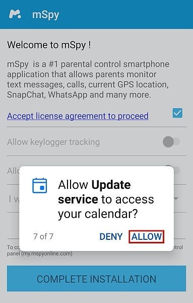 give permissions to mspy