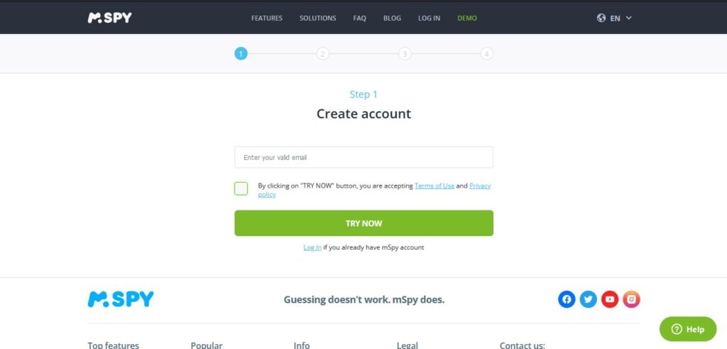 create mspy account