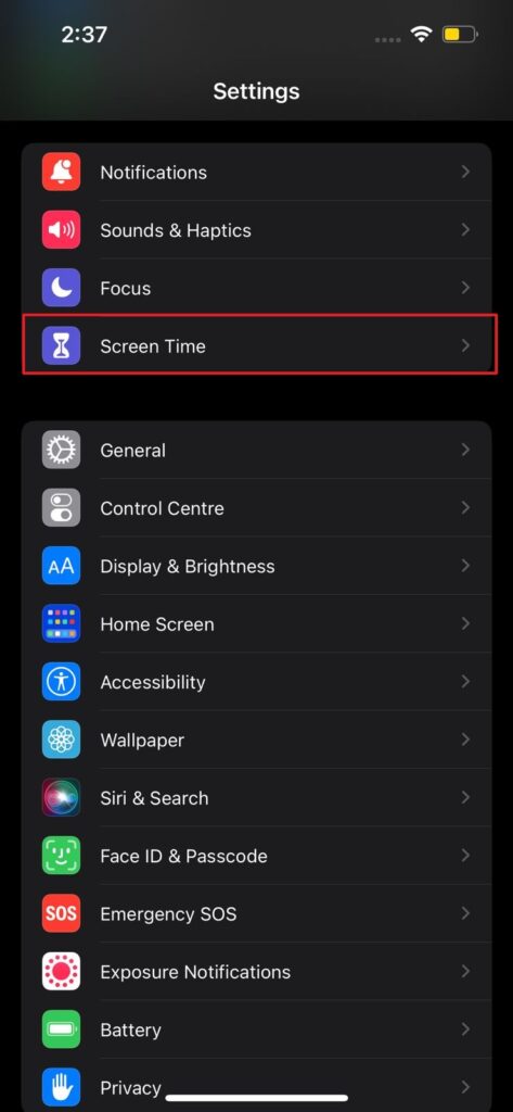block facebook for ios access screen time option