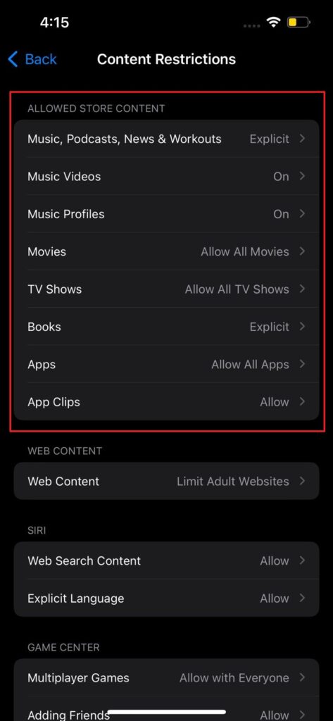 manage online web content iphone/ipad parental control