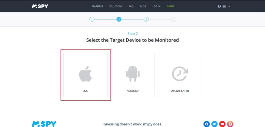 Track a iPhone Without a SIM Card with mSpy - Step 1